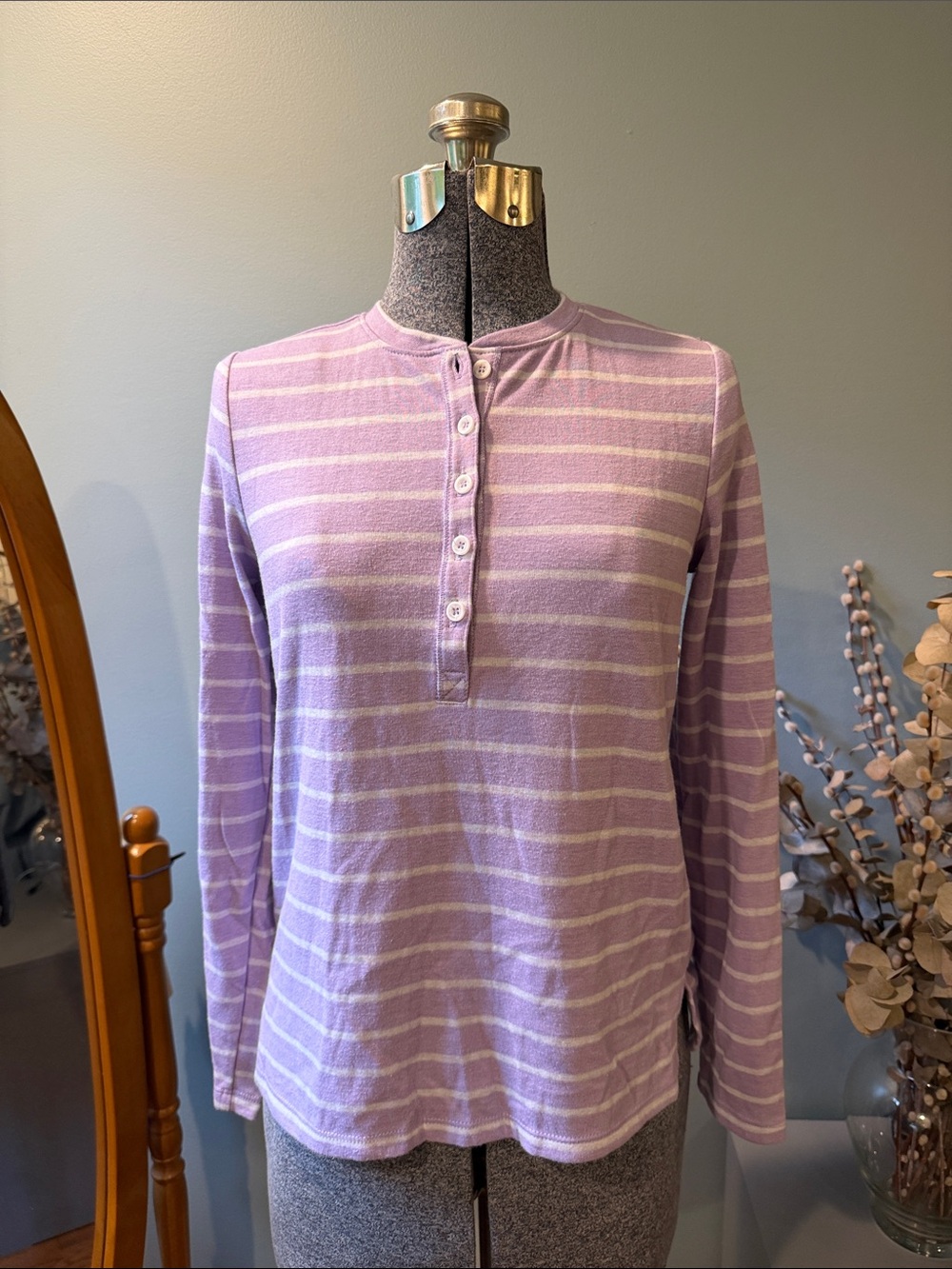 Marine Layer Double-Knit Henley Striped Shirt